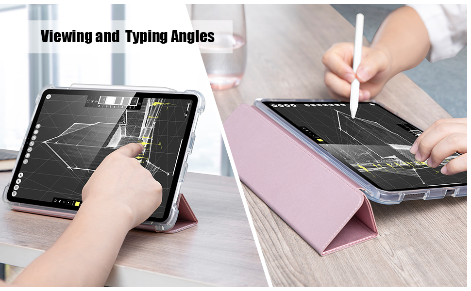 Translucent Frosted Smart Folio Stand Cover for iPad Pro 11 Case 2021/2020/2018，Support Apple Pencil 2 Charging